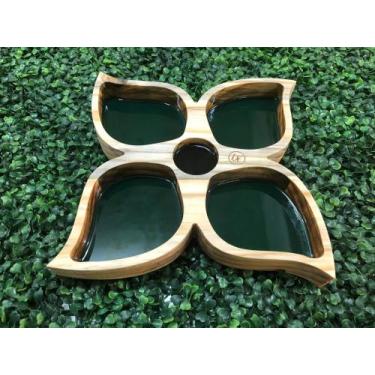 Imagem de Petisqueira em resina e madeira - Legno Fatto, Verde com preto