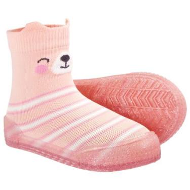 Imagem de Meia com Sola Infantil Menina Comfort Pimpolho, Salmão, 21
