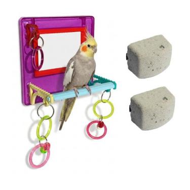 Imagem de Brinquedo Multiplay Diversão c/ Poleiro Espelho Bird Toy + 2 Bloco Min