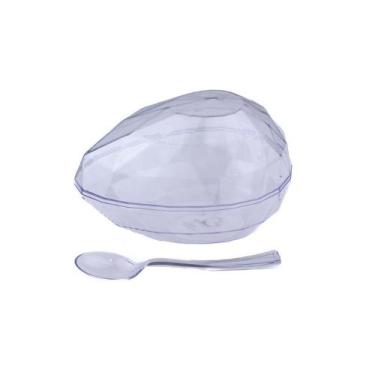 Imagem de Casca ovo páscoa acrílica diamante g 350g c/colher 4un blue - Blue Sta