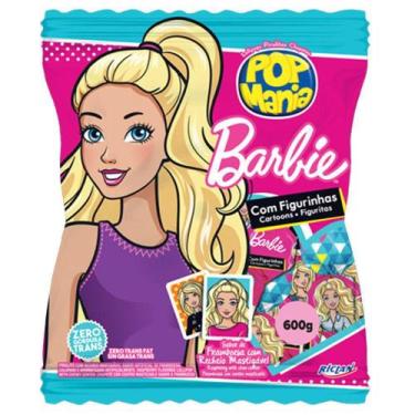 Imagem de Pirulito pop mania barbei framboesa recheio mastigavel c/ 50 600g ricl