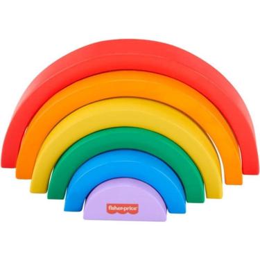 Imagem de Brinquedo Educativo Arco-Íris de Madeira Empilhável 6 Peças FSC Fisher-Price Mattel