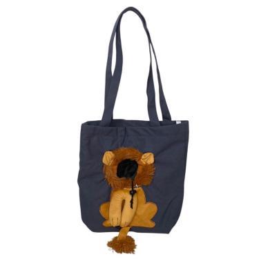 Imagem de Bolsa de Transporte para Pets BSL BSL3906 Gato e Cachorro Náilon Estampa Leão Azul Marinho
