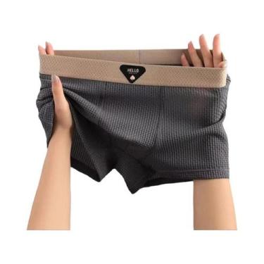 Imagem de Cuecas Boxer Masculinas plus Size Em Seda Gelada, Antibacterianas, Res