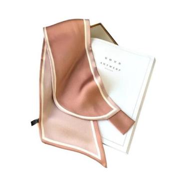 Imagem de Lenço De Seda Feminino Com Estampa Listrada Estilo Coreano Para Primav