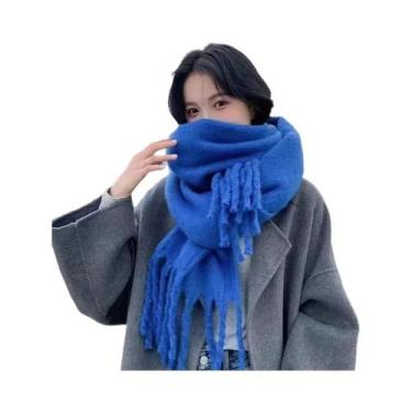 Imagem de Cachecol De Cashmere Feminino Para O Inverno, Longo Com Franjas, Quent