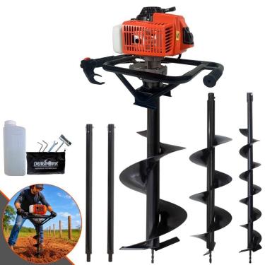 Imagem de Perfurador de Solo DPS623M 3HP 62cc com Brocas 80x10cm 80x20cm 80x30cm e 2 Extensões 60cm Laranja DURATORK