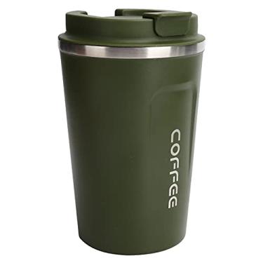Imagem de Caneca de café de aço inoxidável, caneca a vácuo de 380 ml, dupla camada compacta e bonita para casa, escritório, cozinha ao ar livre (verde)