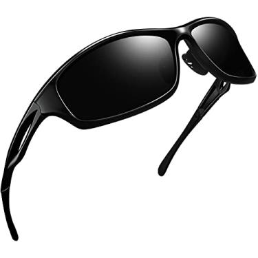 Imagem de Óculos de Sol Esportivo Polarizado para Masculino Femininos UV400 Proteção Ciclismo Dirigir Armação Inquebrável Joopin Óculos de Sol para Homens e mulheres (Preto Brilhante)