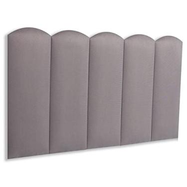 Imagem de Cabeceira Solteiro Estofada Cama Box Modulada Formato Nuvem 100 X 60 Cm Blu Interiores Cor:Suede Cinza Médio