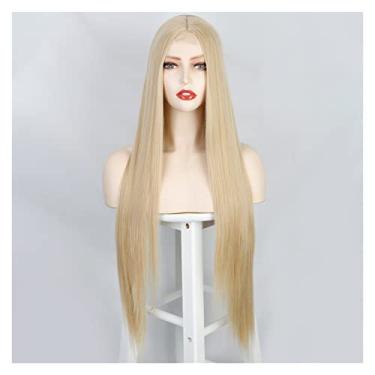 Imagem de Perucas femininas peruca sintética peruca longa reta para mulheres, perucas de cosplay laranja para mulheres, cabelo natural resistente ao calor, cabelo loiro cinza, perucas de cabelo humano (cor: WL9352-hunjin, comprimento esticado: 71 cm)