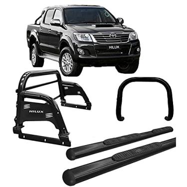 Imagem de Kit quebra mato+Estribo OVAL +Santo Ant H3 Hilux Preto 05/15