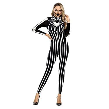 Imagem de Yajun Macacão feminino de zebra 3D plus size de manga comprida com estampa de leopardo, macaquinho de carnaval para adultos, B, M (155