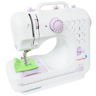 Imagem de Máquina de Costura Elétrica Portátil 12 Pontos Kit Agulhas Pedal Luz Alça Bivolt Importway Iwmc-505C