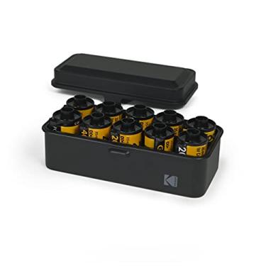 Imagem de KODAK Capa de filme 120/135 - para 8 rolos de 120 filmes/10 rolos de filmes de 35 mm - capa de aço retrô para classificar e proteger filme (preto) (filme não incluído)