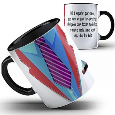 Imagem de Caneca preta gravata Papai pai que cuida e Protege
