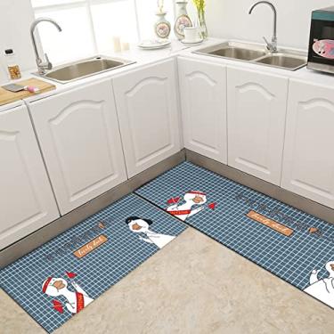 Imagem de youyoucool Tapete de cozinha, 2 peças, tapetes e tapetes de cozinha, tapete acolchoado antifadiga, conjunto de tapetes de cozinha antiderrapantes à prova d'água para cozinha, escritório, pia 51 x 78