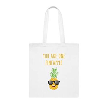 Imagem de You Are One Fabacaxi, presente divertido, bolsa de ombro, bolsas reutilizáveis, cesta de Natal de aniversário, ideia de presente, Branco
