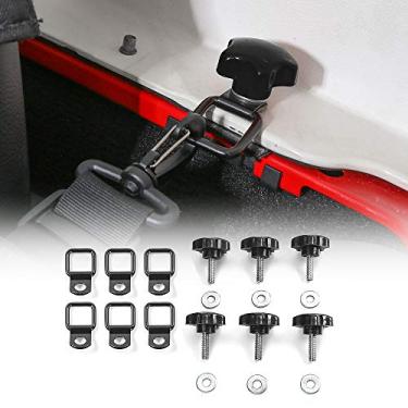 Imagem de CheroCar parafusos de fixação de fixação de remoção rápida com parafusos de teto, âncora de amarrar com arruelas para Jeep Wrangler Sports Sahara Rubicon X e ilimitado YJ TJ LJ JK JL 2/4Door 1987-2020 (D-preto)