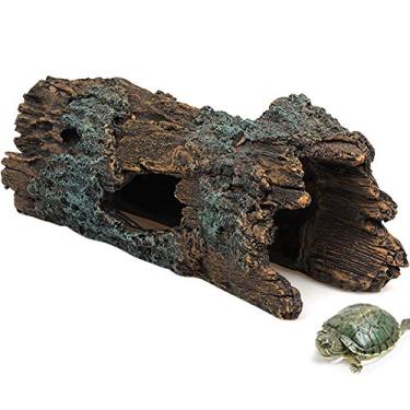 Imagem de La La Pet Refúteis de toras esconderijos de répteis resina madeira lagartixa esconderijos e cavernas dobras de casca de lagarto habitat decoração aquário acessórios para aquário aquário cobra sapo tartaruga anfíbios