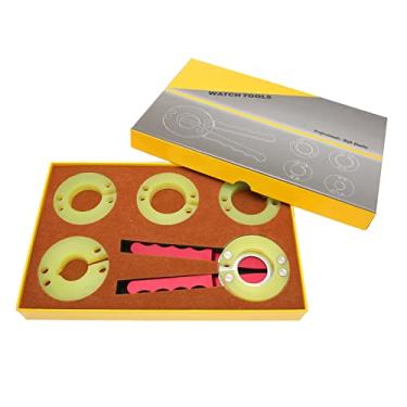 Imagem de Abridor de anéis de bisel de relógio, ferramenta de remoção de caixa de relógio ajustável, alça de liga de relógio abridor de anéis com 4 molduras de substituição, ferramenta de substituição de espelho de vidro de relógio
