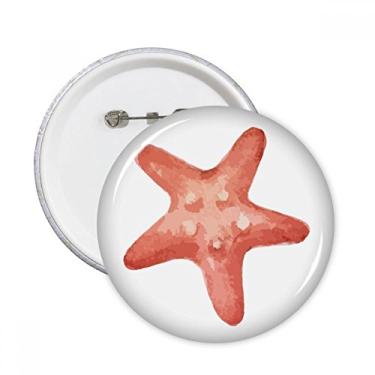 Imagem de Estrela-do-mar vida marinha ilustração vermelha pinos redondos crachá botão decoração acessório 5 peças