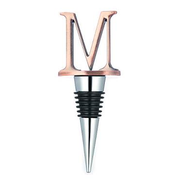 Imagem de (Letters M) - Wine Stoppers,Reusable Wine Preserver,Zinc Alloy and Food Grade Silicone Material,New DIY Letter-shaped Wine Bottle Stopper Funny Gift (Letters M)
