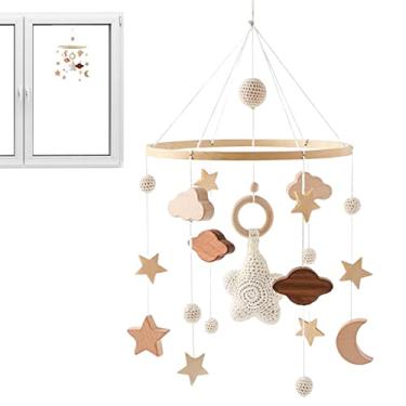 Imagem de Berço - Brinquedos suspensão cama bebê neutro | Decoração quarto infantil Nuvens brinquedo Sinos vento teto para bebês meninas e meninos Littryee