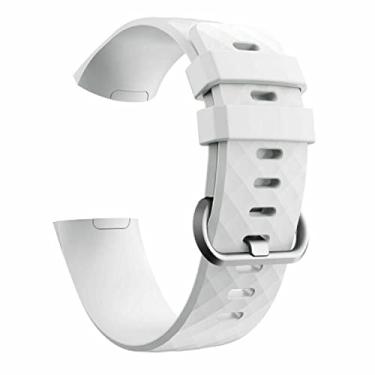Imagem de MOOKEENONE 1 * Pulseira de relógio de 20 mm Pulseira de relógio Fitness Pulseira Relógio DIY Acessório para Fitbit Charge 3, Branco