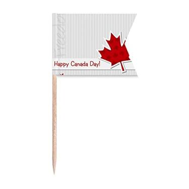 Imagem de Happy Canada Day bandeiras de palito de dente de bordo de grão vertical marcação para bolo de festa comida prato de queijo