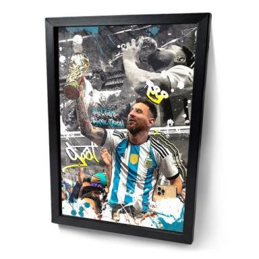 Imagem de Quadro Messi Goat Copa Do Mundo Moldura E Vidro - Complet Casa
