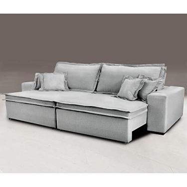 Imagem de Sofa Retrátil e Reclinável com Molas Cama Inbox Premium 2,32m tecido em linho Cinza Claro