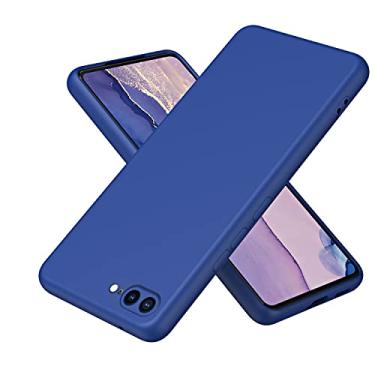 Imagem de Capa de silicone compatível com capa de iPhone 7 Plus/8 Plus, capa protetora de silicone líquido ultrafina à prova de choque com capa protetora de forro de microfibra antiarranhões macio (Color : Blu