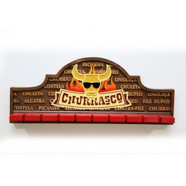 Imagem de Placa Decorativa Porta-Espetos - Churrasco, Cerveja e Decoração