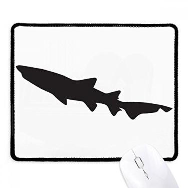 Imagem de Mouse pad preto Shark Biology contorno de peixe borda costurada tapete de borracha para jogos