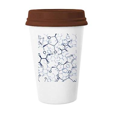 Imagem de Caneca abstrata azul com estrutura química molecular caneca copo de cerâmica vidro bebendo café