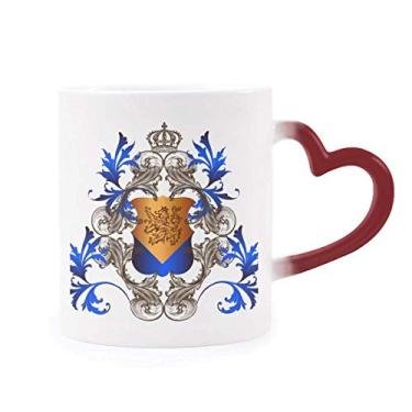 Imagem de Caneca Medieval Knights of Europe Crown Emblema Shield Sensível ao Calor Caneca de Grés Mudança de Cor Vermelha