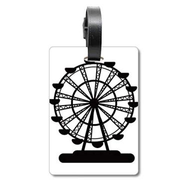 Imagem de Bolsa de viagem preta com desenho de roda-gigante para parque de diversões com etiqueta para cartão de bagagem