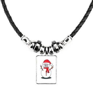 Imagem de DIYthinker Colar de Natal boneco de neve Horus com pingente de corda de couro Torque
