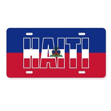 Imagem de DIYthinker Placa de carro com nome da bandeira do Haiti em aço inoxidável para decoração de carro