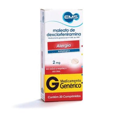 Imagem de Maleato de Dexclorfeniramina 2mg 20 comprimidos Genérico Ems EMS