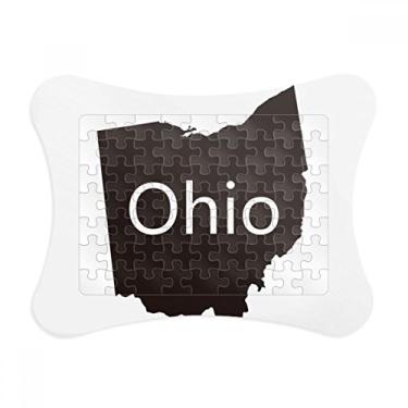 Imagem de Moldura de quebra-cabeça com contorno do mapa dos EUA de Ohio America enfeite de quebra-cabeça