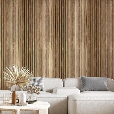 Imagem de Papel de Parede Adesivo Madeira Ripada Rústica Lavável