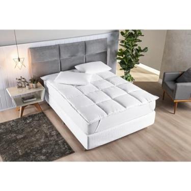 Imagem de PILLOW TOP COLCHÃO CASAL 200 FIOS - MANTA 400G/M² ANTIALÉRGICO - ANTI MOFO - LAVÁVEL - SUAVITEC® - BRANCO - 188cmxX138cmX ATÉ 40CM