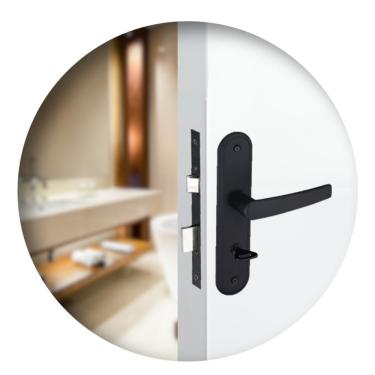 Imagem de Fechadura Para Porta Banheiro Espelho Concept 403 Preta Pado 40mm