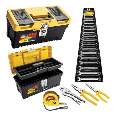 Imagem de Baú Ferramentas Trava + Chaves Combinas + Trena e Alicates
