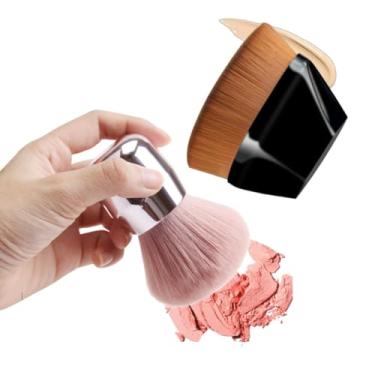 Imagem de Kit Pinceis De Maquiagem, Um Pincel Para Base + Um Pincel para Blush Com Cerdas Macias [KRV Magazine]