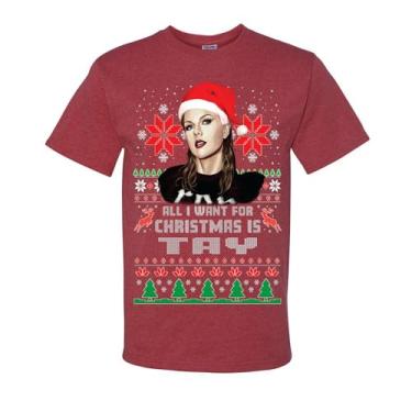 Imagem de wild custom apparel Camisetas feias de Natal All I Want for Christmas is Tay, Vermelho mesclado vintage, XXG