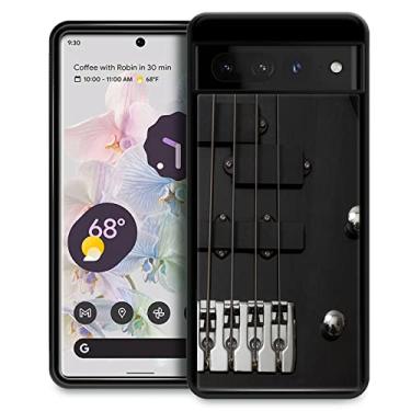 Imagem de CARLOCA Capa compatível com Google Pixel 7 Pro, cordas de baixo de guitarra design gráfico de identidade preta à prova de choque anti-arranhões capa de acrílico rígido para Google Pixel 7 Pro