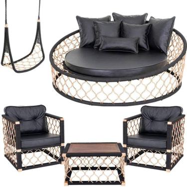 Imagem de Combo Chaise 2 Poltronas 1 Balanço Mesa Corda Náutica